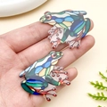 Pendentif grenouille en acrylique coloré style mosaïque pour création de bijoux DIY - 31x41x2mm / Grenouille Mosaïque Colorée (23984)