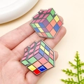 Pendentifs cube magique en acrylique coloré avec motif mosaïque pour bijoux DIY - 36x33x2mm / Cube Magique Mosaïque Coloré (23988)