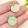 Mini Früchte Emaille und goldene strukturierte Metallanhänger für DIY-Schmuck - Hami-Melone (Grün)