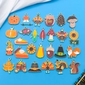 Colgantes esmaltados de Acción de Gracias con diseños de calabaza, pavo y hojas de arce - Acción de Gracias Esmalte Nuevo Conjunto (SN821)