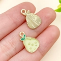 Pendentifs poire DIY en finition dorée striée et émail vert brillant - Poire (Vert)