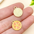 Mini pendentifs en émail en forme de tranche d'orange avec dos doré pour bijoux - Orange (Jaune)