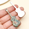 Acrylic guitar pendant with bohemian print and white back for DIY keychains - Colorful Printed Guitar (24035) / 49x17x2mm