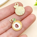 Pendentif fruit en émail et alliage avec dos doré et anneau pour création de bijoux DIY - Longane (Blanc)