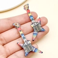 Acrylic guitar pendants with colorful abstract prints for DIY keychains and phone straps - Double-sided Printed Guitar (24036) / 49x26x2mm