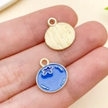 Pendentifs myrtille en émail bleu avec placage doré et anneaux de suspension - Style de Myrtille (Bleu)