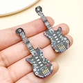 Acrylic electric guitar pendants with colorful circuit patterns for DIY jewelry making - Black Double-sided Printed Guitar (24037) / 48x16x2mm
