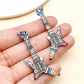 Star-shaped acrylic guitar pendants with colorful abstract prints for DIY crafts - Star Shape Black Printed Guitar (24038) / 48x26x2mm