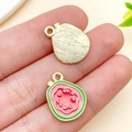 Mini pendentifs goyave rose en alliage doré avec détails en émail coloré - Goyave (Rose)