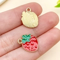 Mini pendentifs fraise en alliage avec émail rouge pour la création de bijoux DIY - Fraise (Rouge)