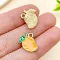 Pendentif mangue en émail pour DIY avec finition jaune et texture métal dorée - Kaki (Orange Petit)