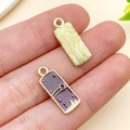 Pendentifs rectangulaires en alliage avec texture bois et émail violet style anime - Canne à Sucre (Violet)