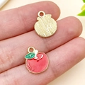 Mini pendentif pomme émaillé en alliage avec feuille verte pour bijoux DIY - Pomme (Rouge)