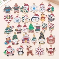 Collectie van 30 schattige emaille kersthangers met Kerstman rendier en sneeuwpop figuren - Emaille Kerst 30 Stijl Set (SN1615)