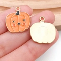 Lindos colgantes de calabaza de Acción de Gracias en esmalte naranja y metal dorado para DIY - Calabaza Sonriente de Esmalte Naranja (19200)