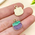 Pendentifs mangoustan en alliage pour bijoux DIY avec émail violet et doré chic - Mangoustan (Violet)