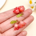 DIY acrylic lily of the valley flower charm in gradient red with green leaves - 22x20mm / Transparent Red