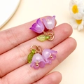 Maiglöckchen DIY Anhänger aus Acryl mit violettem Farbverlauf für Schmuckstücke - 22x20mm / Fuchsia