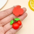 Simpatici ciondoli frutta 3D in resina mela e ciliegia per gioielli fai da te e portachiavi - Stile Ciliegia (24235)
