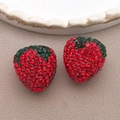 Funkelnde rote und grüne Erdbeer-Abstandshalter mit Strass für DIY-Schmuck - 1 Stück (16x17mm) / Roter Stil (23743)