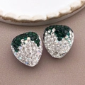 Glitzernde grüne Erdbeere Perlen mit Strasssteinen für DIY Halsketten Zubehör - 1 Stück (16x17mm) / Weißer Stil (23744)