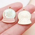 Pink and green snowflake crystal ball alloy pendant for DIY jewelry making - Christmas Snowflake Crystal Ball (12352)