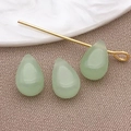 Light green water drop glass beads for DIY jewelry making with gold-tone head pins - Teardrop Pendant (23670) / 1 Piece (9x6x5mm) / Small Jasper Light Green