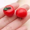 Miniature resin red apple charms with green leaves and metal loops for DIY jewelry making - Apple (19695) / 20x18mm