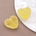 Coppia di perle a cuore in acrilico giallo con trama sfaccettata lucida per gioielli fai da te - Giallo Trasparente