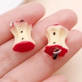 DIY apple core resin pendant for earrings with realistic red skin and mini metal ring - Apple Core (19698) / 18x11mm