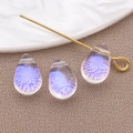 Perline a goccia in vetro viola e blu con perni metallici per gioielli fai da te - Ciondolo a Goccia (23677) / 1 Pezzo (9x6x5mm) / Bianco Trasparente Aurora Piccolo