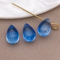 Perle a goccia in vetro azzurro con perno in metallo dorato per gioielli fatti a mano - Ciondolo a Goccia (23678) / 1 Pezzo (9x6x5mm) / Blu Reale Trasparente Piccolo