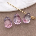 Tre perle a goccia in vetro sfumato viola e blu per creazione di gioielli - Ciondolo a Goccia (23680) / 1 Pezzo (9x6x5mm) / Rosa Viola Trasparente Piccolo