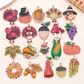 Enamel Thanksgiving charms set including turkey, pumpkin and maple leaf for DIY jewelry - Thanksgiving Series Pendant Collection