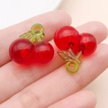 DIY red resin cherry pendant with leaf and ring for jewelry making earrings - 3D Cherry (24186) / 20x20x11.5mm