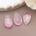 Set mit drei rosa mattierten Glastropfenanhängern für handgefertigten Schmuck diy - Mittlere Tropfenperle (23687) / 1 Stück/Packung (14x8x5mm) / Transparent Hellrosa