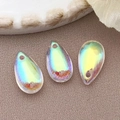 Tre ciondoli a goccia in vetro con effetto colore AB iridescente e fori preforati - Aurora Colorato Trasparente