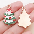 Ciondolo a forma di albero di Natale in smalto verde e bianco con lega dorata - Albero di Natale