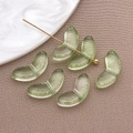Pale green translucent bean-shaped glass beads with gold metal pin for DIY jewelry making - Straight Hole Leaf (23872) / 1 Piece (6.5x14x3mm) / Transparent Light Green