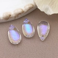 Tropfenförmige schillernde Glasperlen für DIY-Schmuck in blauvioletten Aurora-Tönen - Mittlere Tropfenperle (23697) / 1 Stück/Packung (14x8x5mm) / Transparent Weiß AB Aurora