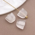 Frosted white tulip glass beads for DIY jewelry with gold metal needle pin accessory - Straight Hole Tulip Petal (23874) / 1 Piece (8x9x5mm) / Clear White