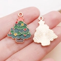 Ciondolo a forma di albero di Natale in lega con smalto verde e decorazioni colorate - Albero di Natale verde