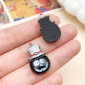 Cartoon black snowman resin charm with grey hat and silver ring for DIY jewelry making - Wizard Hat Ghost (24208) / 14x23mm