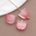 Pink tulip petal glass bead for DIY jewelry making featuring a soft matte gradient finish - Transparent Rose Pink