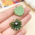 Green resin spider web charm pendant with black spider and silver ring for DIY jewelry - Green Spider (24210) / 21x23mm
