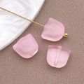Pink tulip frosted glass flower beads for DIY jewelry and handmade bracelets accessory - Transparent Pink