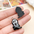 Ghostface mask Halloween charm for DIY jewelry making in black and white finish - Black Devil Ghost (24214) / 16x25mm