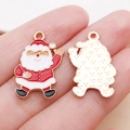 Ciondolo Babbo Natale in lega smaltata per gioielli fai-da-te con retro dorato - Red White Santa Claus