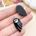 Cute black ghost resin charms for DIY Halloween jewelry with glossy and matte finish - Black Devil Ghost B (24218) / 13x27mm