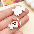 DIY resin pirate skull charm with red bandana and silver metal loop for jewelry - White Skeleton Pirate (24220) / 20x23mm